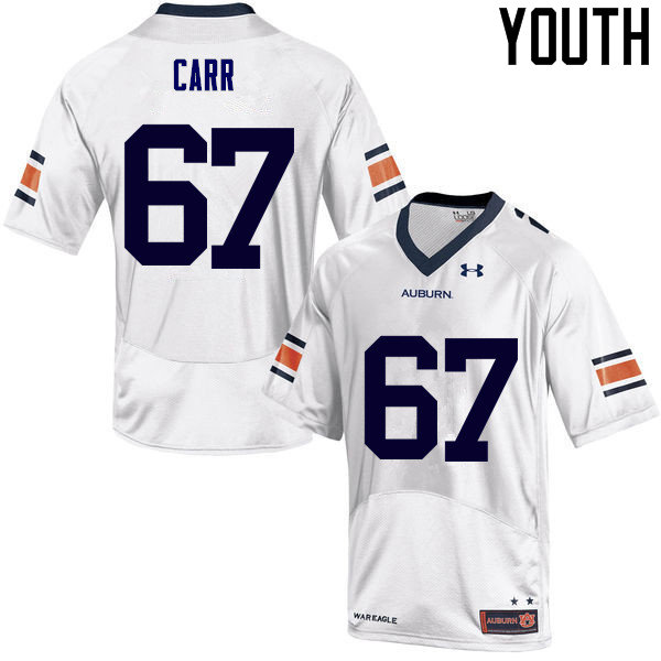 Youth Auburn Tigers #67 Tyler Carr College Football Jerseys Sale-White - Click Image to Close